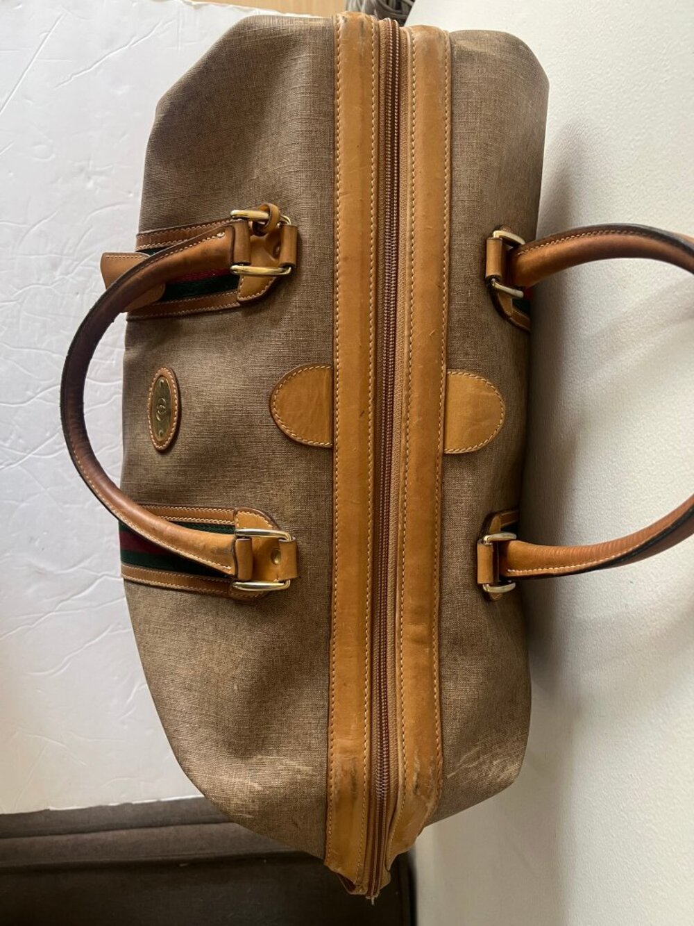 VINTAGE 70'S GUCCI BOSTON CANVAS DUFFLE TRAVEL BAG - Picture 9 of 17